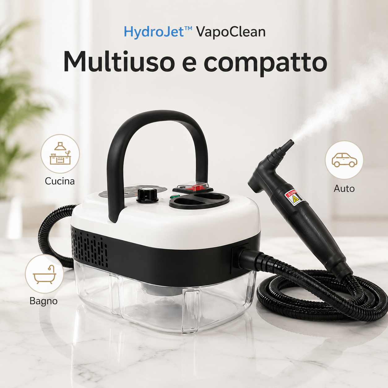 HydroJet™ VapoClean – Pulitore a Vapore Portatile Multiuso
