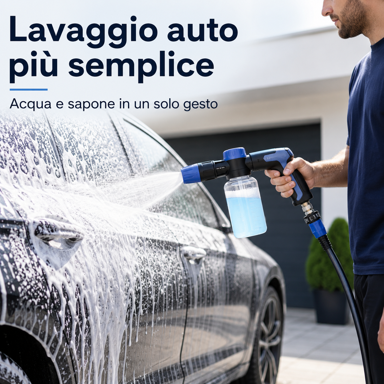 Pistola a Spruzzo per Pulizia Auto con Contenitore Sapone