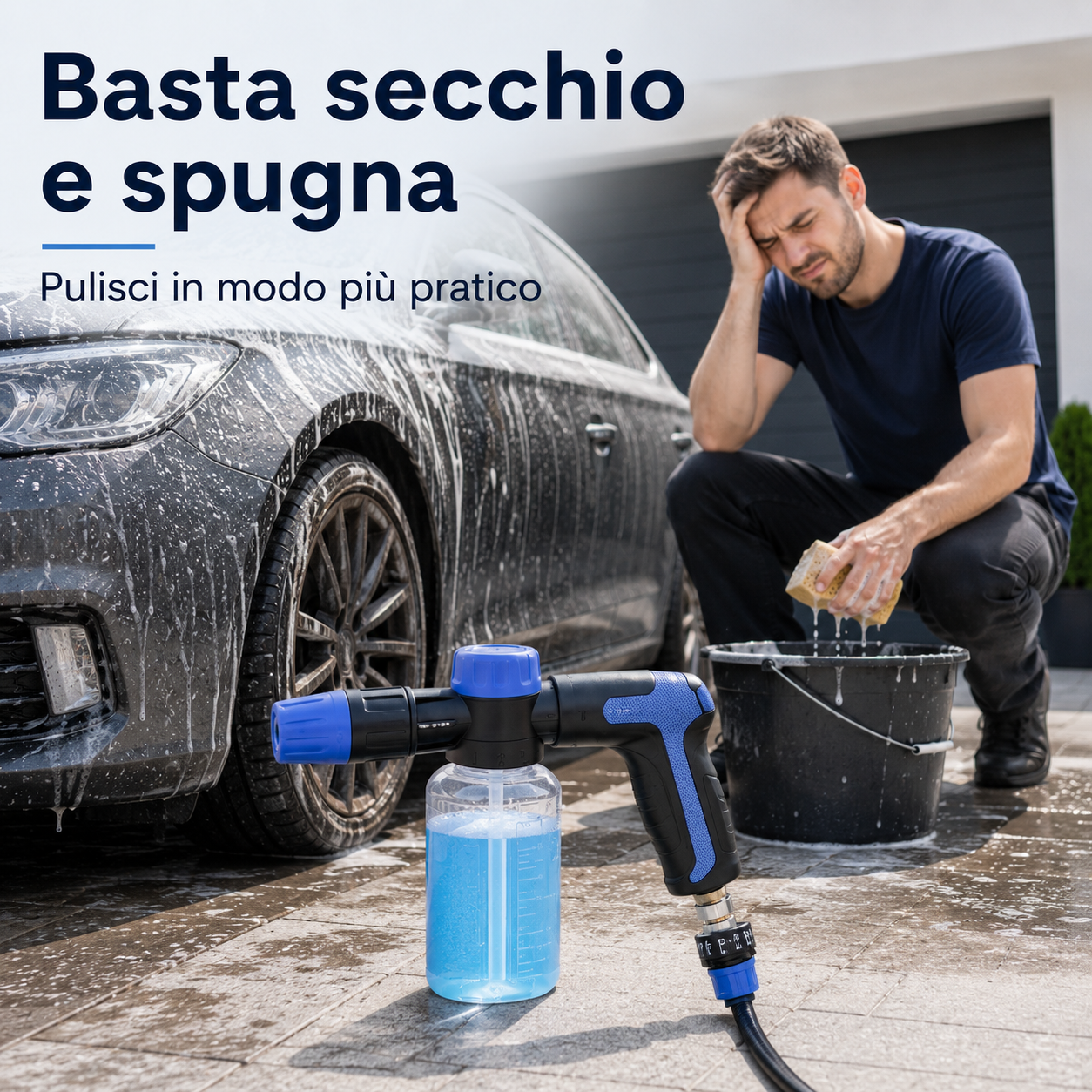 Pistola a Spruzzo per Pulizia Auto con Contenitore Sapone