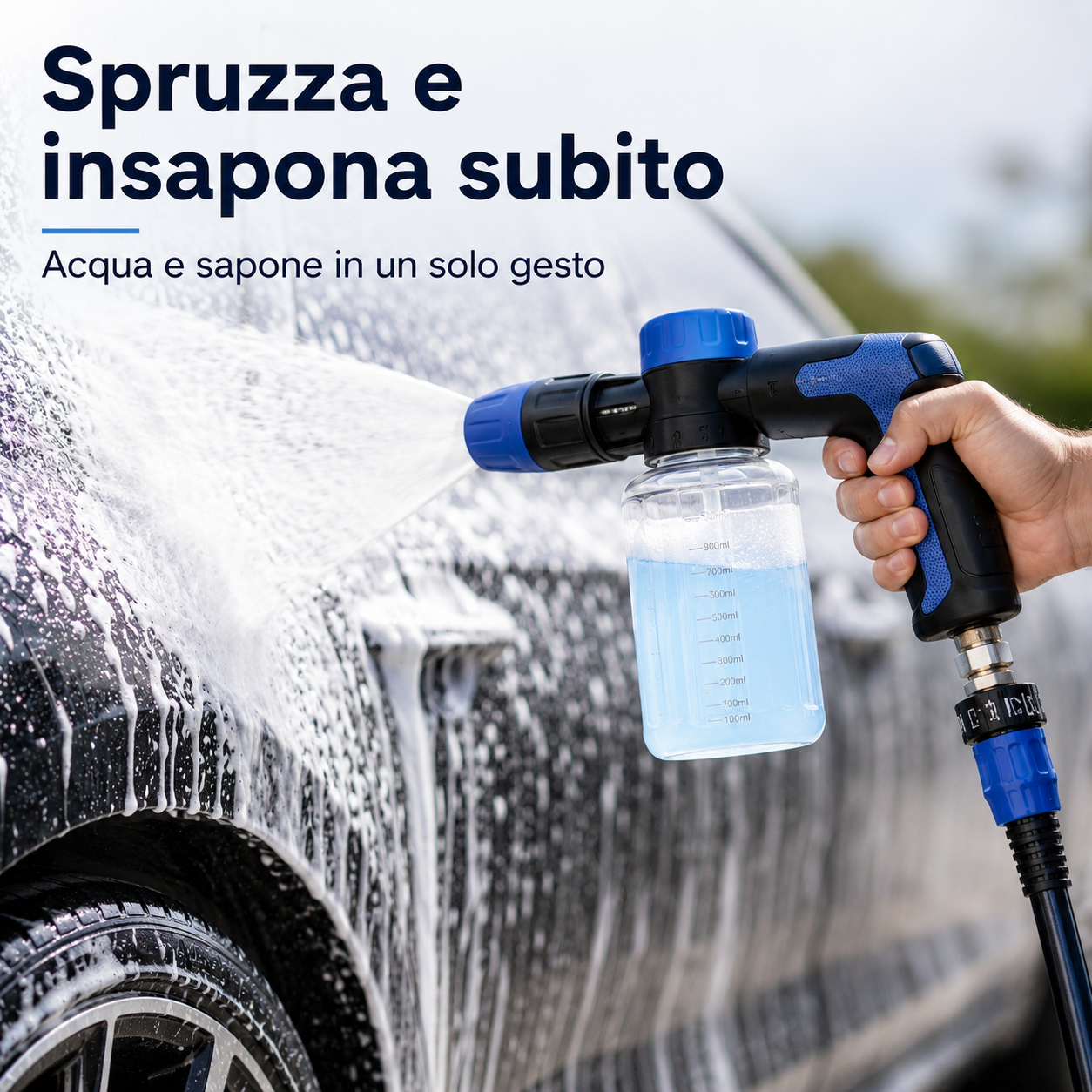 Pistola a Spruzzo per Pulizia Auto con Contenitore Sapone