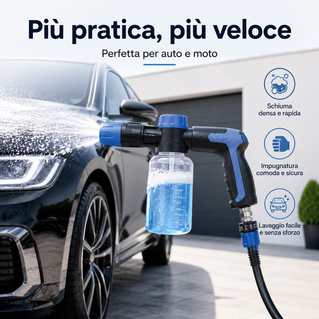 Pistola a Spruzzo per Pulizia Auto con Contenitore Sapone
