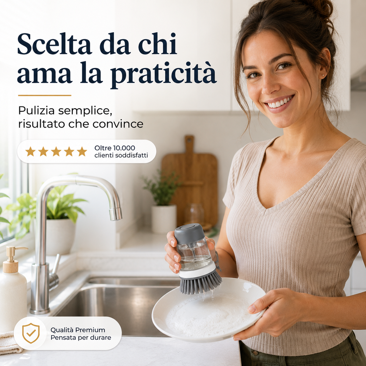 Spazzola con Dispenser di Sapone – Scrubber a Pressione