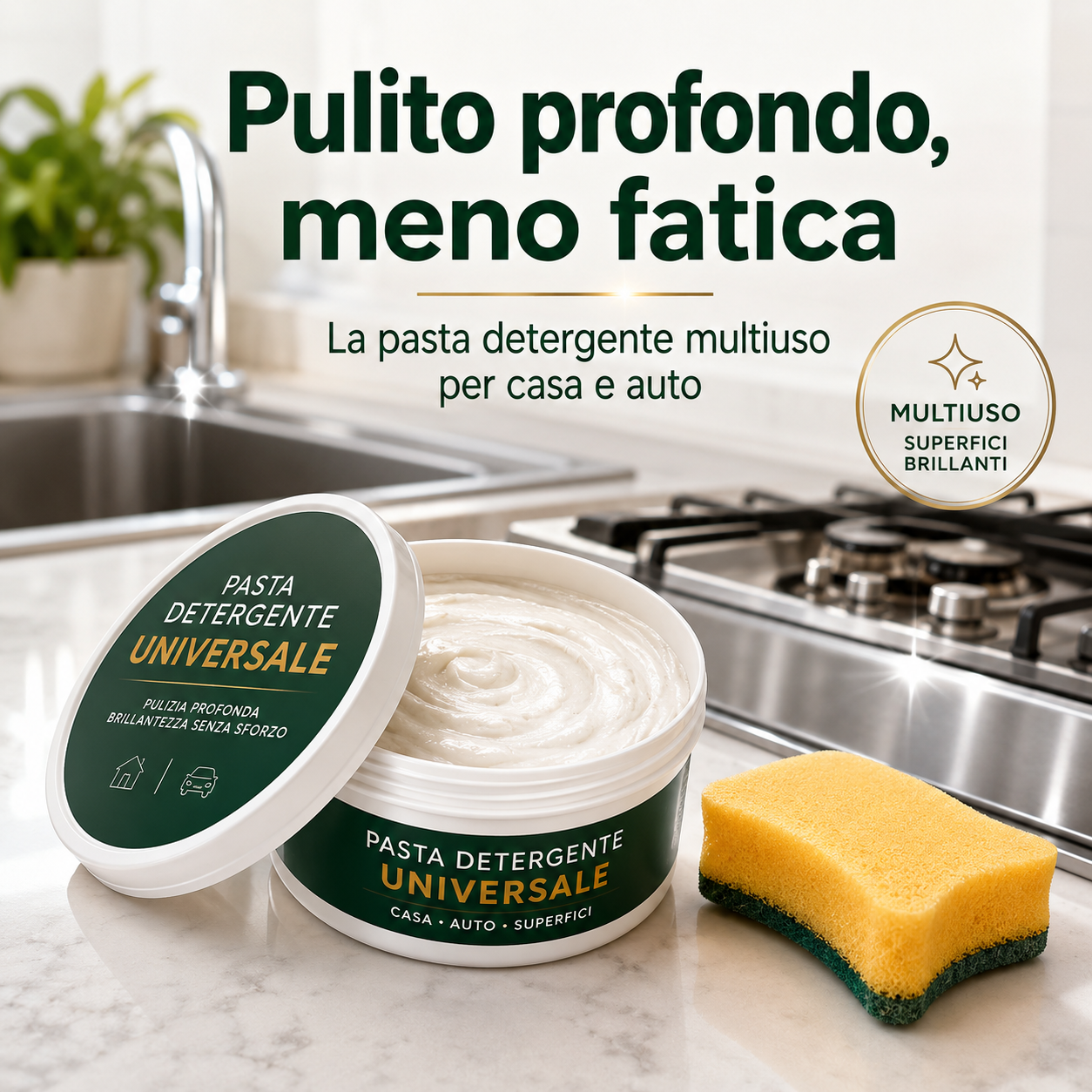 Pasta Detergente Sapone Ecologico Universale per Pulizie Casa/Auto
