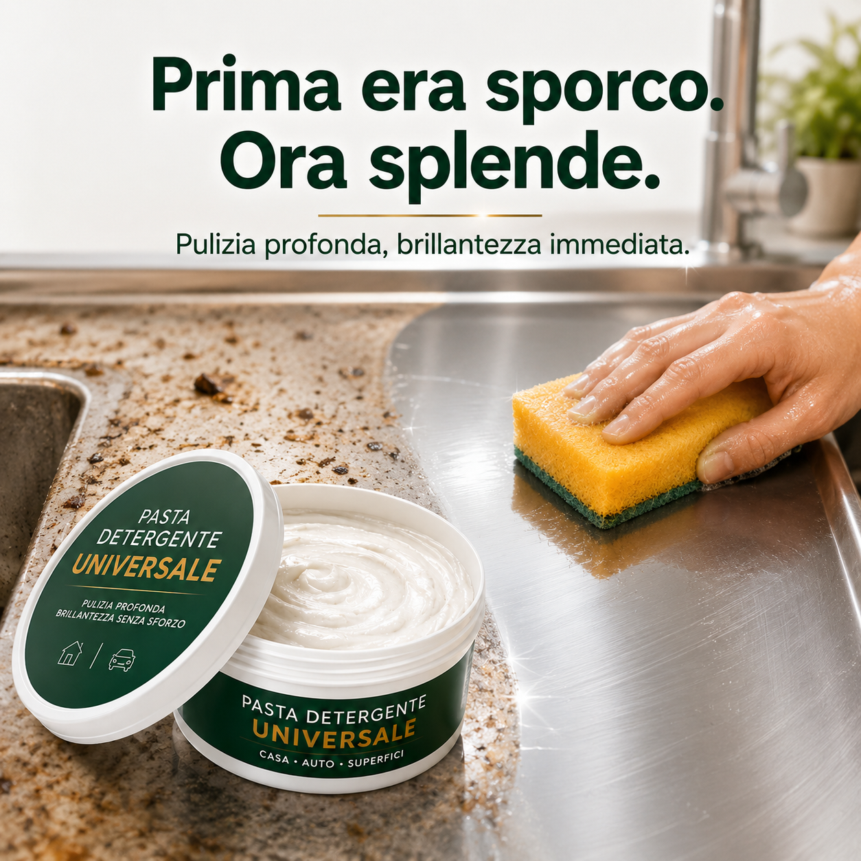 Pasta Detergente Sapone Ecologico Universale per Pulizie Casa/Auto