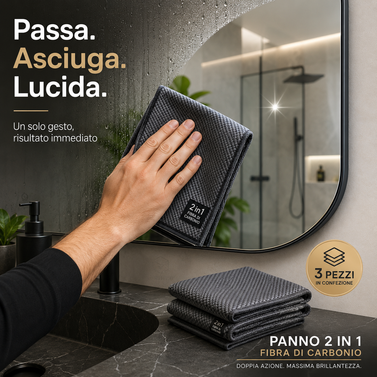 Panno 2 in 1 Fibra di Carbonio – Confezione 3 pezzi