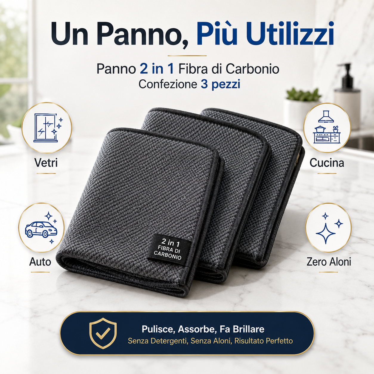 Panno 2 in 1 Fibra di Carbonio – Confezione 3 pezzi
