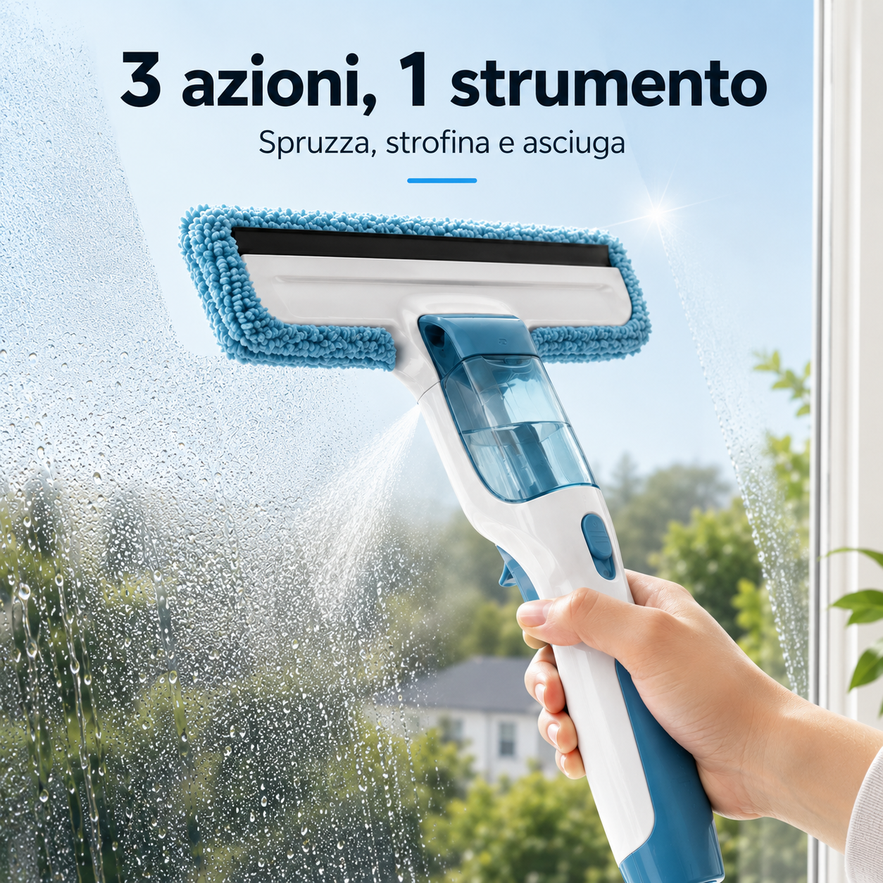 Strumento per la Pulizia delle Finestre 3 in 1