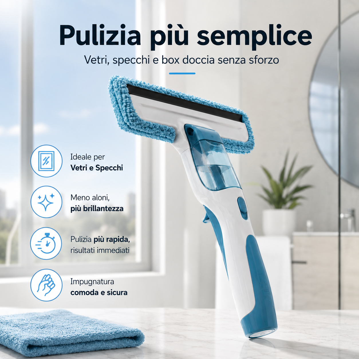 Strumento per la Pulizia delle Finestre 3 in 1
