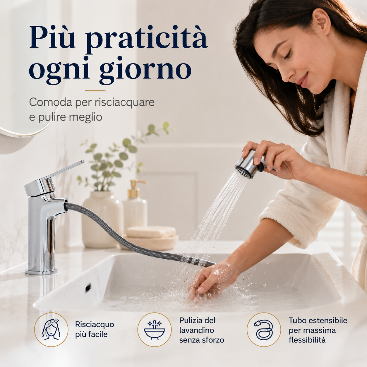 Doccetta per Lavandino Bagno con Tubo Estensibile