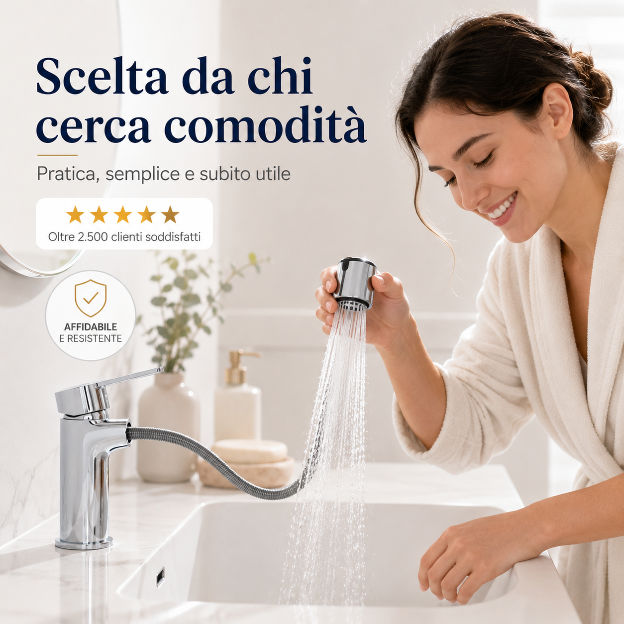 Doccetta per Lavandino Bagno con Tubo Estensibile