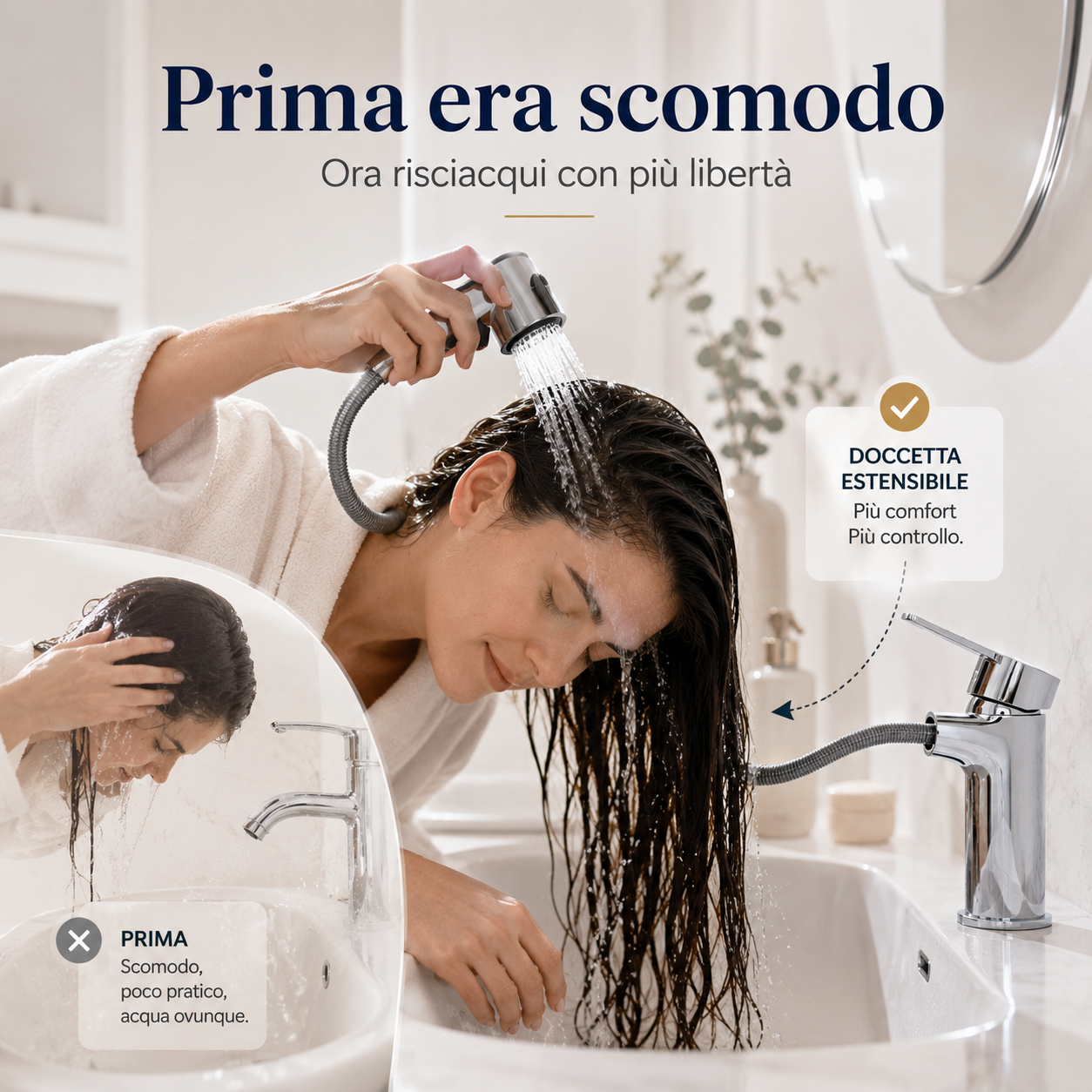 Doccetta per Lavandino Bagno con Tubo Estensibile