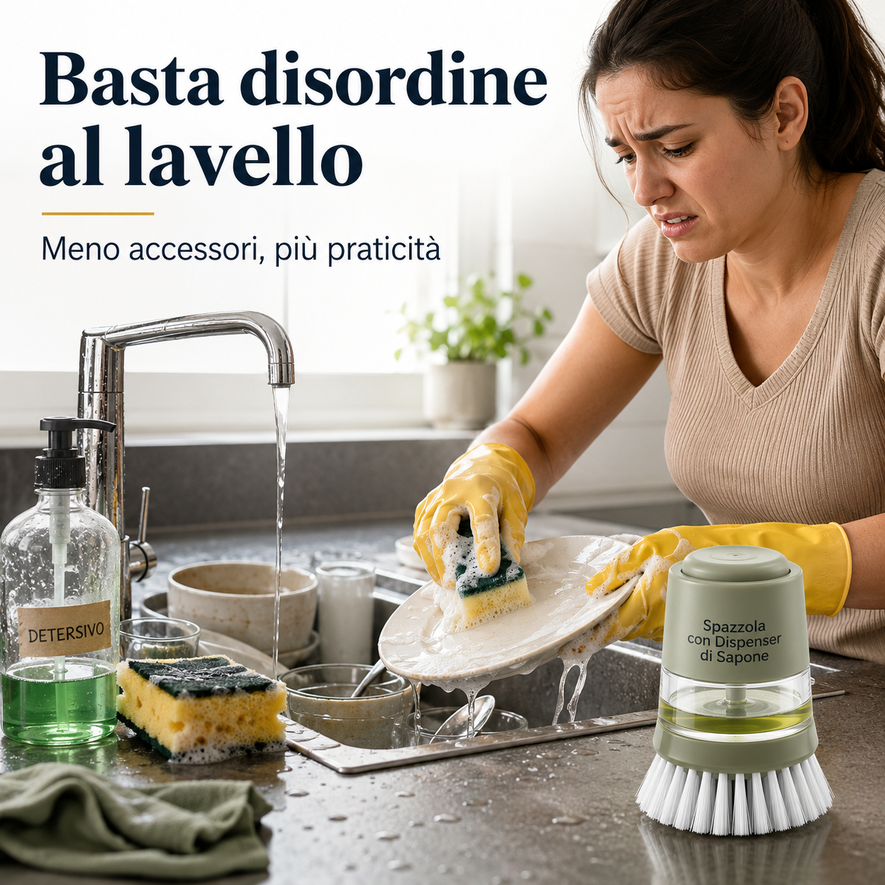 Spazzola con Dispenser di Sapone – Scrubber a Pressione