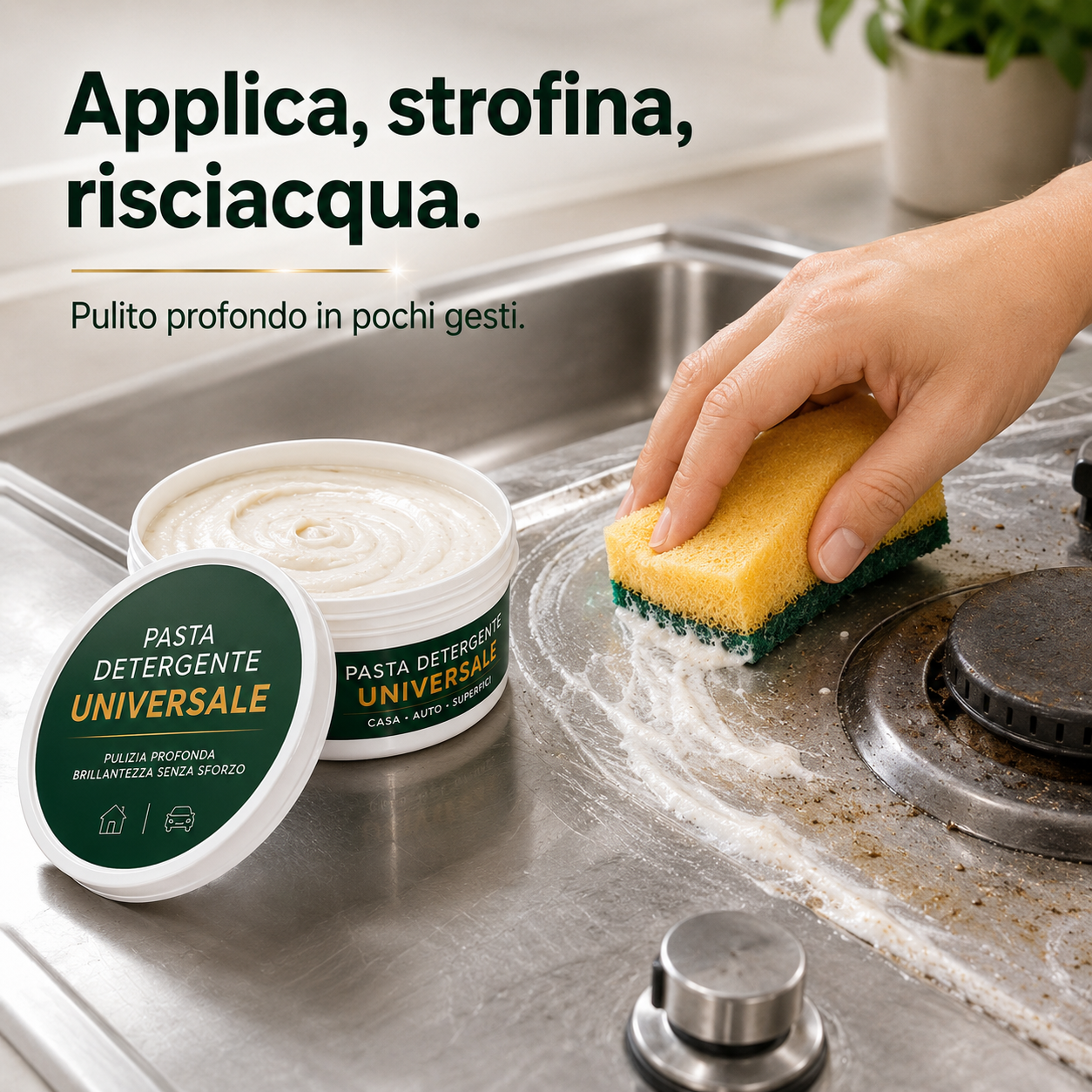 Pasta Detergente Sapone Ecologico Universale per Pulizie Casa/Auto