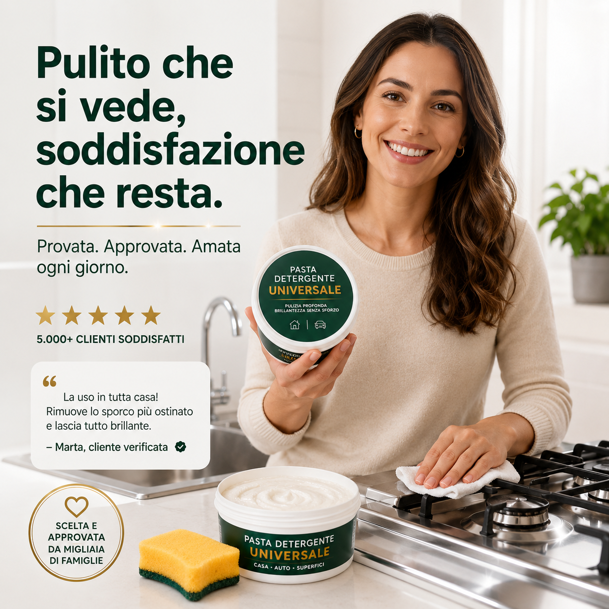 Pasta Detergente Sapone Ecologico Universale per Pulizie Casa/Auto