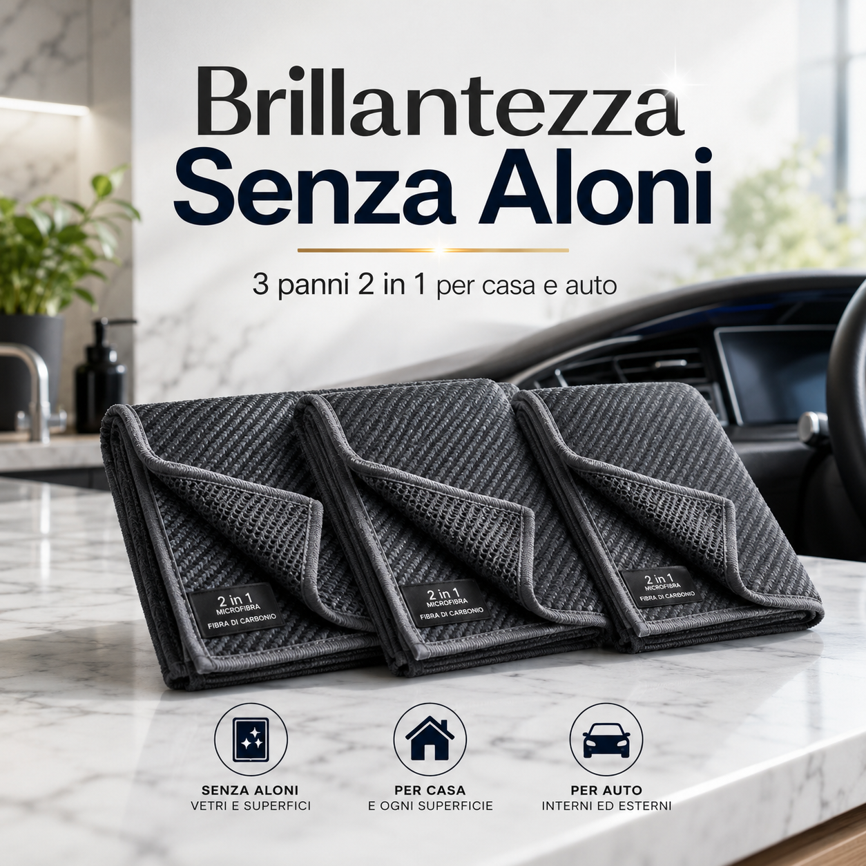 Panno 2 in 1 Fibra di Carbonio – Confezione 3 pezzi