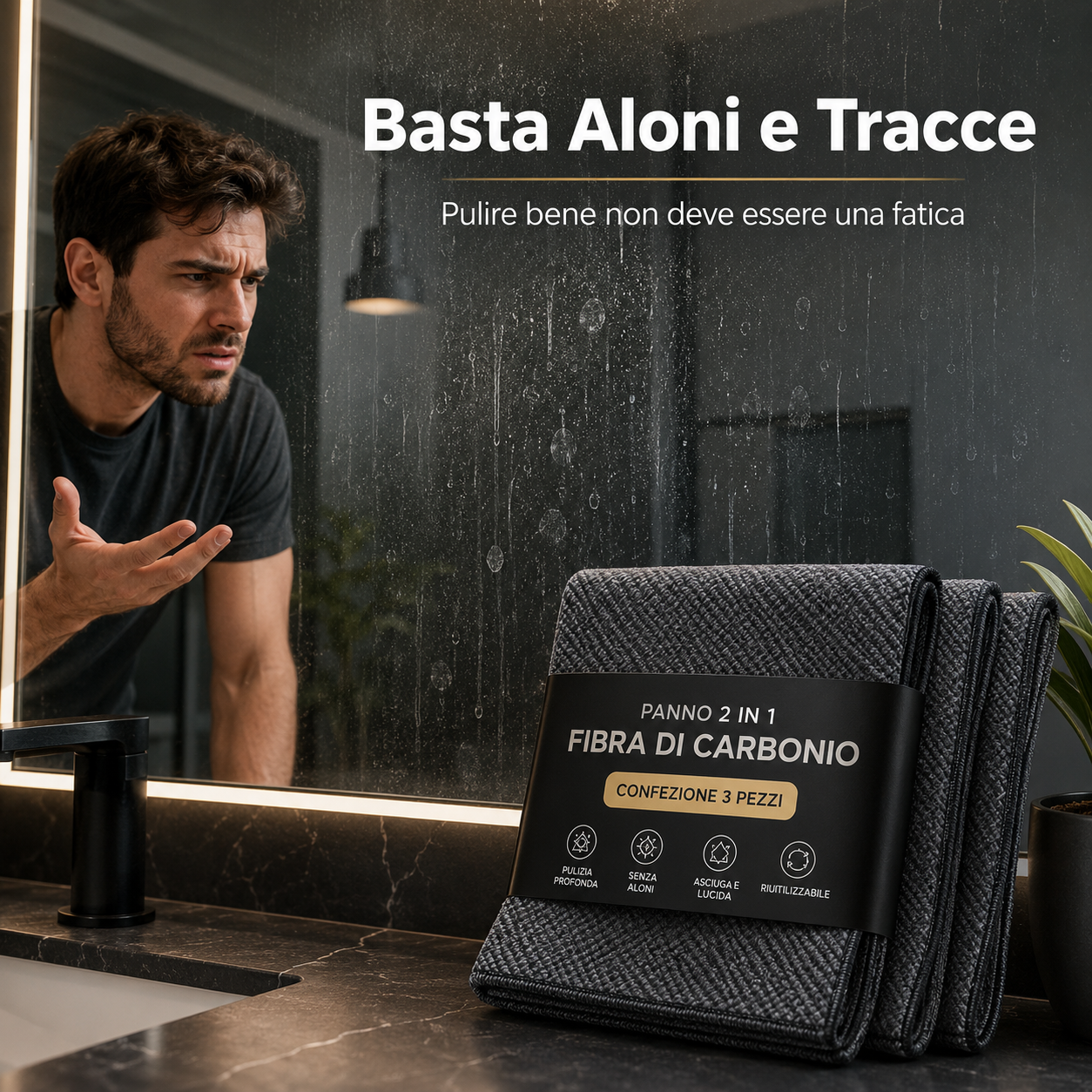Panno 2 in 1 Fibra di Carbonio – Confezione 3 pezzi